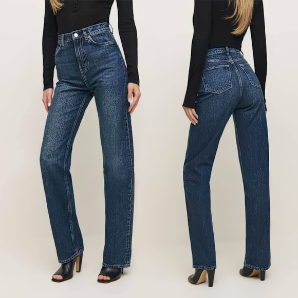 REFORMATION Wilder High Rise Wide Leg Black Denim Jeans Sz 25 - Picture 1 of 9